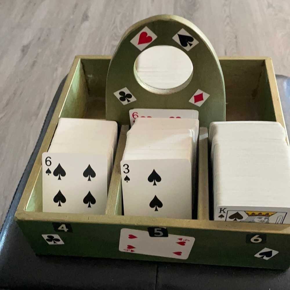 Vintage Card holder green with cards